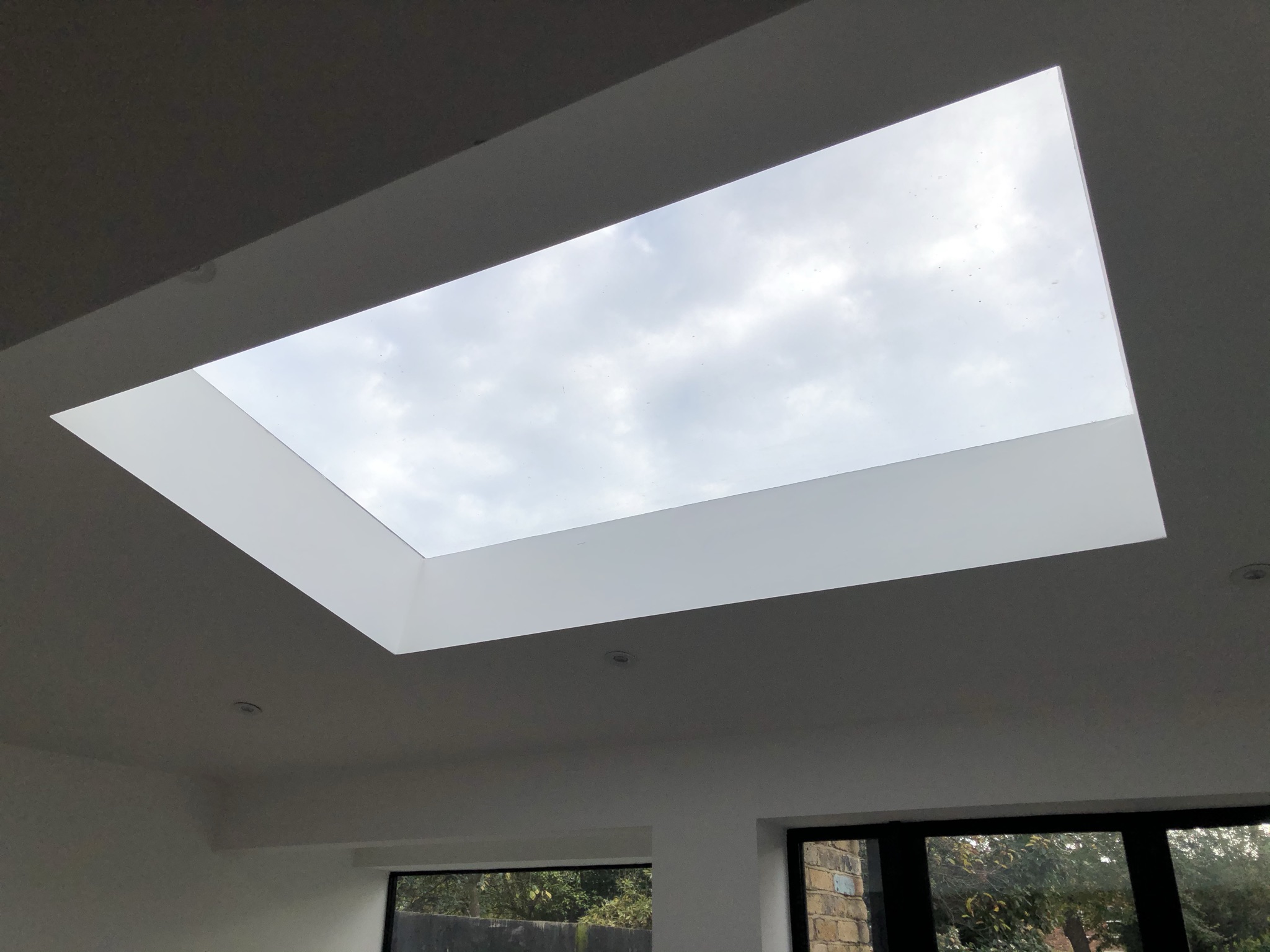 Frame of a rooflight with the external rooflight blind installed